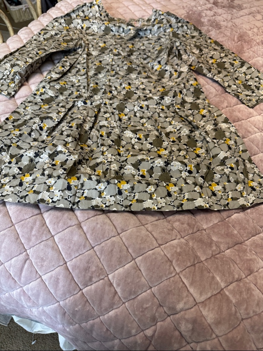 Bonpoint Olive and Yellow Floral Dress